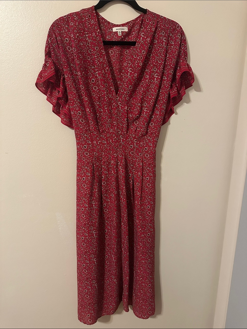 Max Studio Red Floral Midi Dress